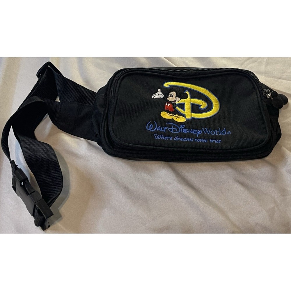 Disney Fanny Pack Belt Bag Womens Small Black Mickey Mouse Walt Disney World